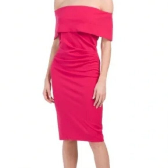 Marina Off The Shoulder Sheath Dress Pink Style 268145 NWT $229 Size 10 - Picture 1 of 11